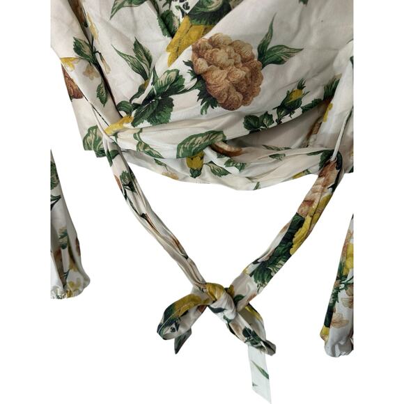 Zimmermann White Silk Ivory Garden Floral Zippy Wrap Bodice Blouse Size 10 - Picture 7 of 15